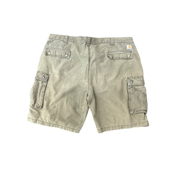 Carhartt Mens Relaxed Fit Utility Shorts Size 46 Khaki Cotton Cargo Pockets - Picture 2 of 10